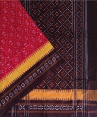 Red  maroon colour handwoven cotton saree