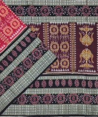 Maroon black colour traditional handwoven cotton saree