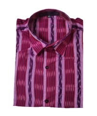 Pink colour handwoven cotton half shirt