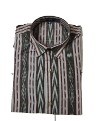 Gray colour handwoven cotton half shirt