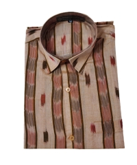 Beige colour handwoven cotton half shirt