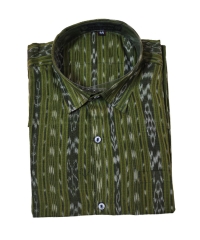 Olive colour handwoven cotton half shirt