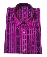 Pink colour handwoven cotton half shirt