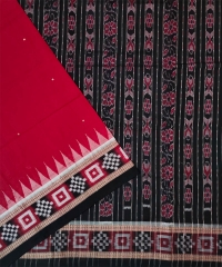 Red black colour handwoven cotton saree