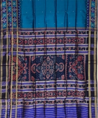 Cobalt blue colour handwoven khandua silk saree