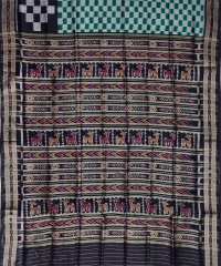 Black green colour handwoven khandua silk saree