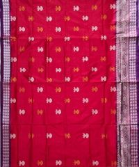 Red colour handwoven silk saree