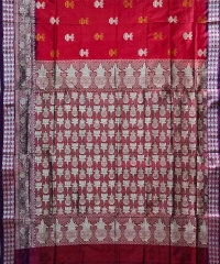 Red colour handwoven silk saree