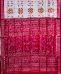 Red white colour handwoven silk saree