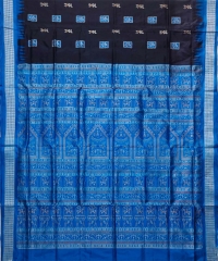 Black azure colour handwoven silk saree