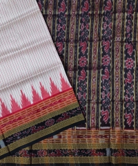 White black colour handwoven silk saree