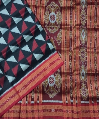 Black maroon colour handwoven silk saree