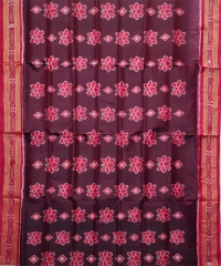 Dark maroon red colour handwoven silk saree