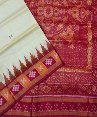Cream whitered colour handwoven silk saree