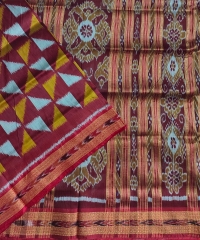 Maroon colour handwoven silk saree