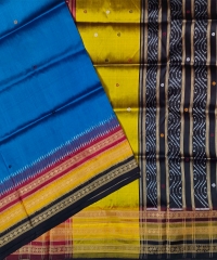 Azure blue colour handwoven silk saree