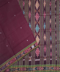 Burgundy colour handwoven cotton saree