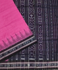 Pink black colour handwoven cotton saree