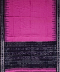 Pink black colour handwoven cotton saree