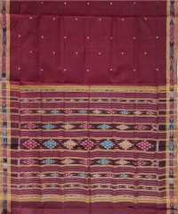 Rust brown colour handwoven cotton saree