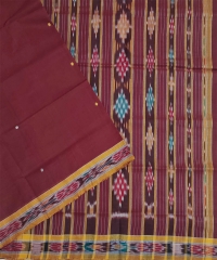 Rust brown colour handwoven cotton saree