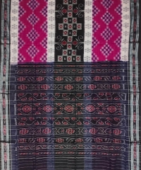 Purple black white colour handwoven cotton saree
