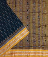 Dark gree golden colour handwoven cotton saree