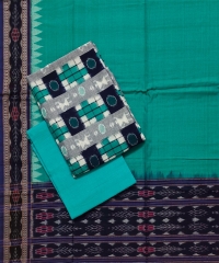 Gray persian green colour handwoven cotton saree