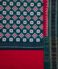 Green red colour handwoven cotton dress piece