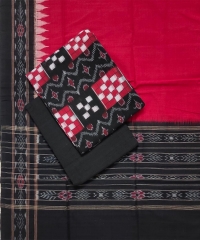 Red black colour handwoven cotton dress piece