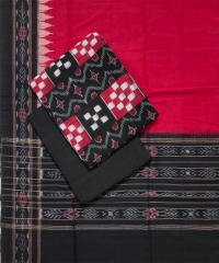 Red black colour handwoven cotton suit piece