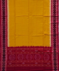 Red yellow colour handwoven cotton dress piece