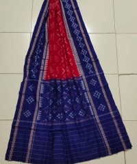 Red blue colour handwoven cotton dupatta