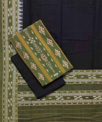 Olive black colour handwoven cotton dress piece