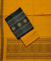 Olive yellow colour handwoven cotton dress piece