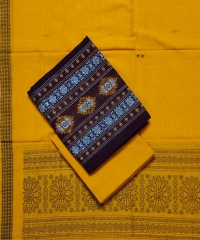 Maroon yellow colour handwoven cotton dress piece