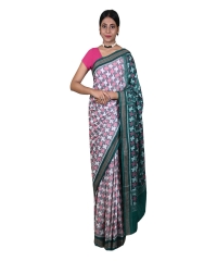 Gray green colour handwoven cotton saree