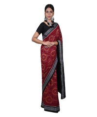Brown black colour handwoven cotton saree