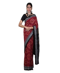 Brown black colour handwoven cotton saree