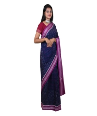 Navy blue magenta colour handwoven cotton saree