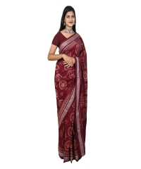 Maroon colour handwoven cotton saree