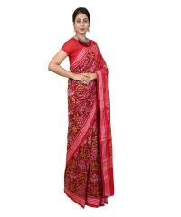 Red maroon colour handwoven cotton saree