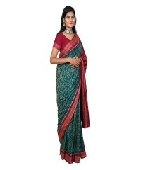 Green maroon colour handwoven cotton saree