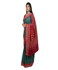 Green maroon colour handwoven cotton saree