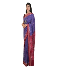 Blue maroon colour handwoven cotton saree