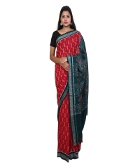 Red green colour handwoven cotton saree