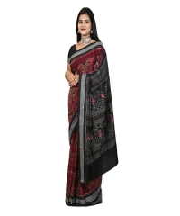 Maroon black colour handwoven cotton saree