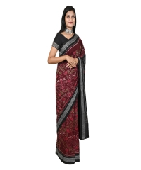 Maroon black colour handwoven cotton saree