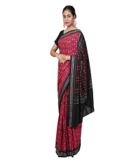 Pink black colour handwoven cotton saree