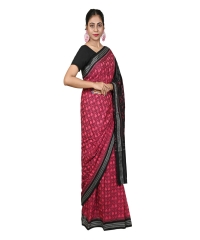 Pink black colour handwoven cotton saree